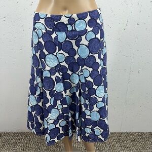 Boden Women’s Size US 4 UK 8 Linen Blue Cirle Print A Line Lined Skirt